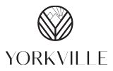 Yorkville logo Circular icon containing a minimalist drawing of mountains and the sun above the word Yorkville.