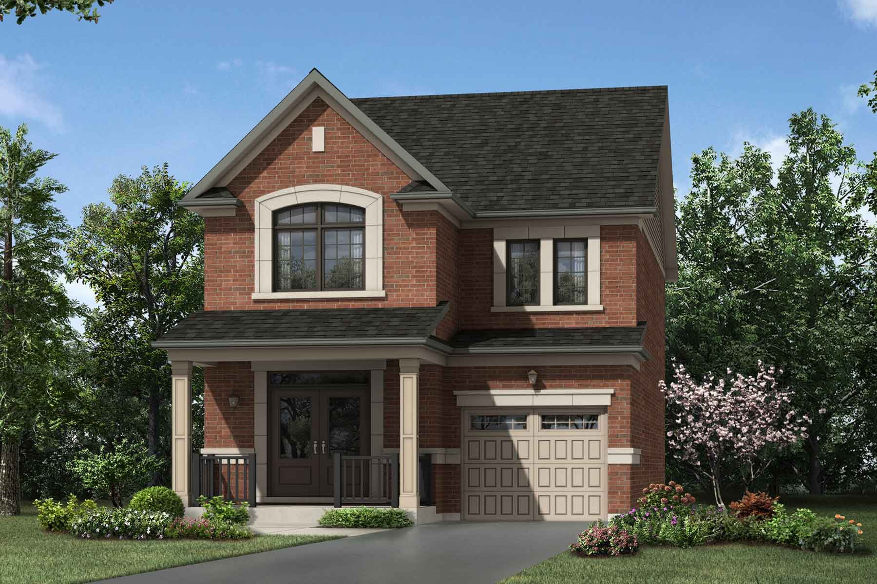 A Traditional style single family home with a single car garage.