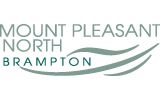 Mount Pleasant North Logo: Text Mount Pleasant North Brampton with curve green lines between words.