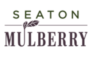 Seaton Mulberry logo: Text with a leaf extending from the letter U.