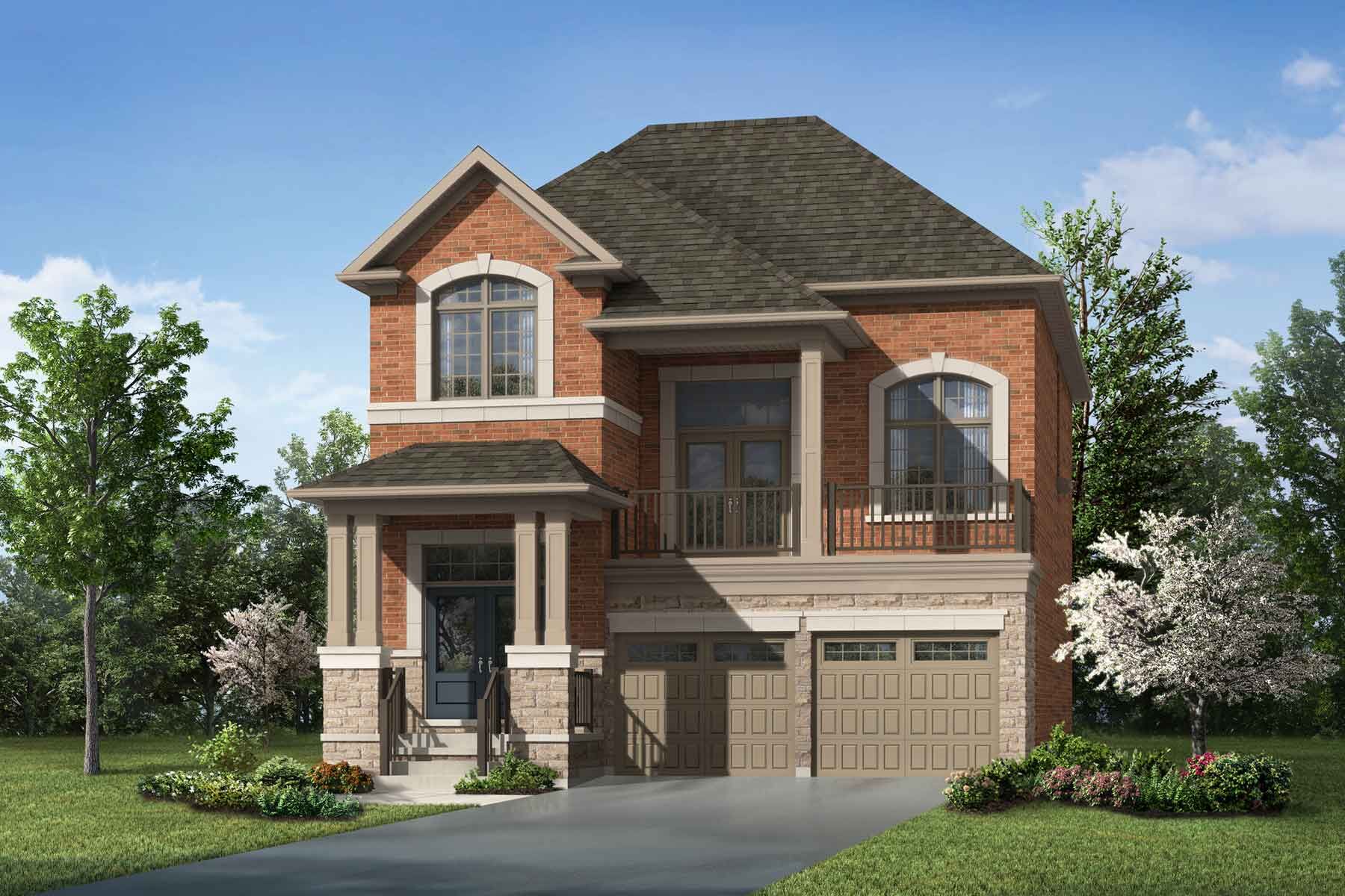 A Traditional style single family home with a double car garage.
