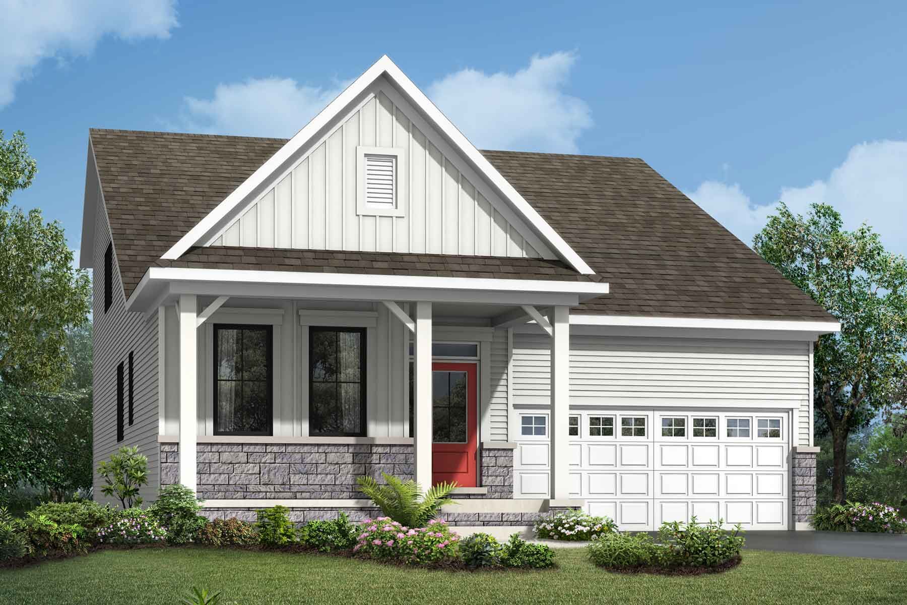 A Modern Farmhouse style detached home with a double car garage.