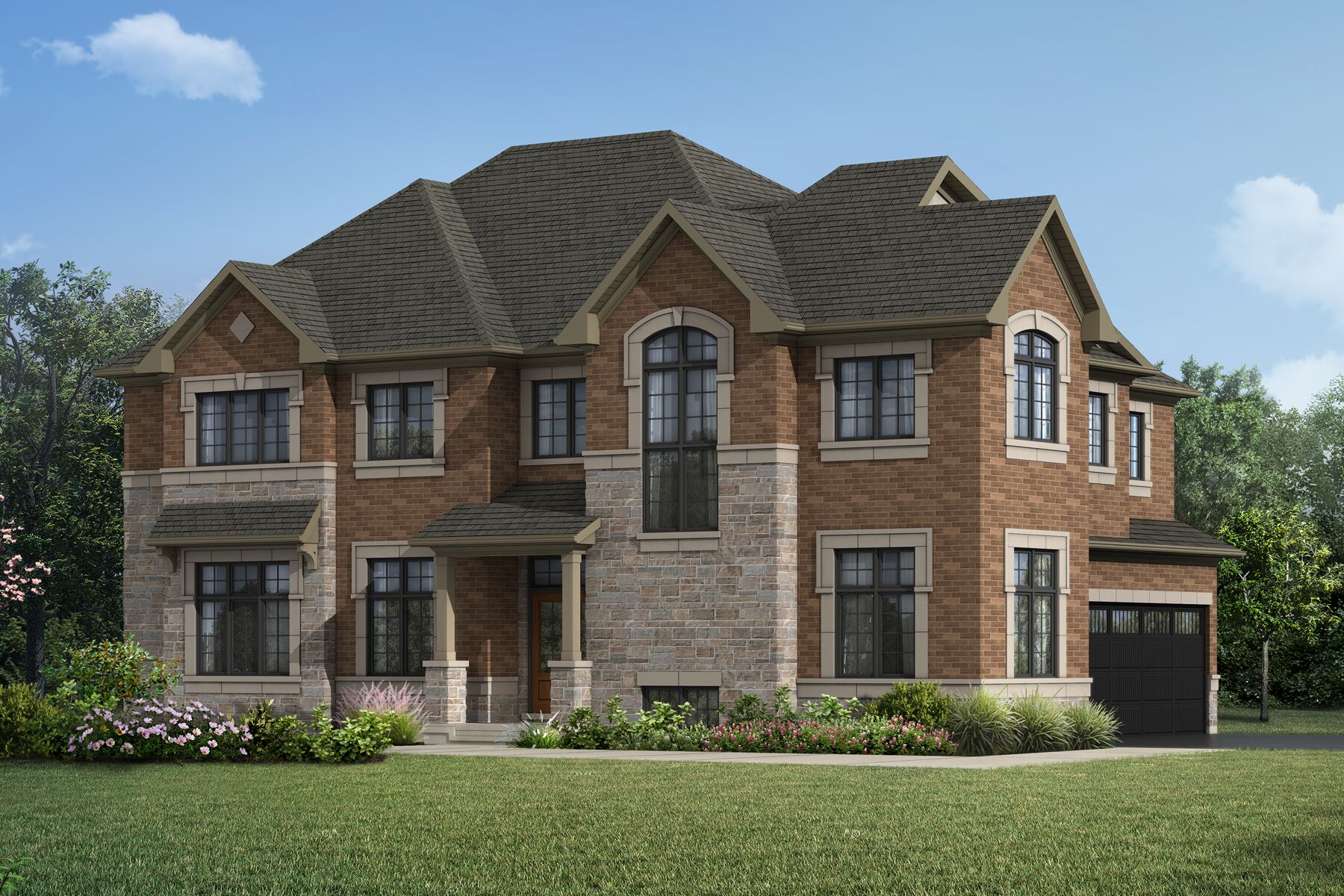  Town Homes with window, garage, exterior stone and exterior brick