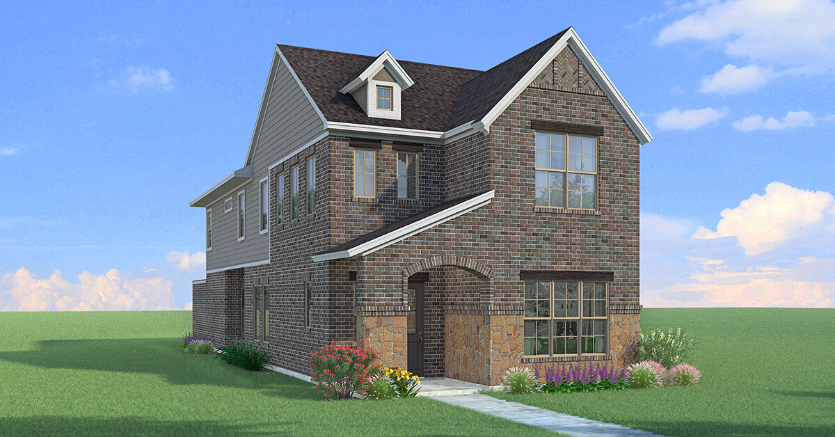  Elevation Front with window, exterior brick and exterior stone