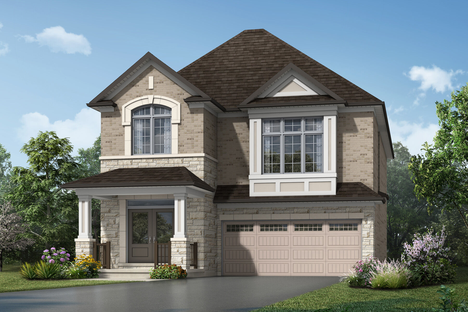  Elevation Front with window, garage and door