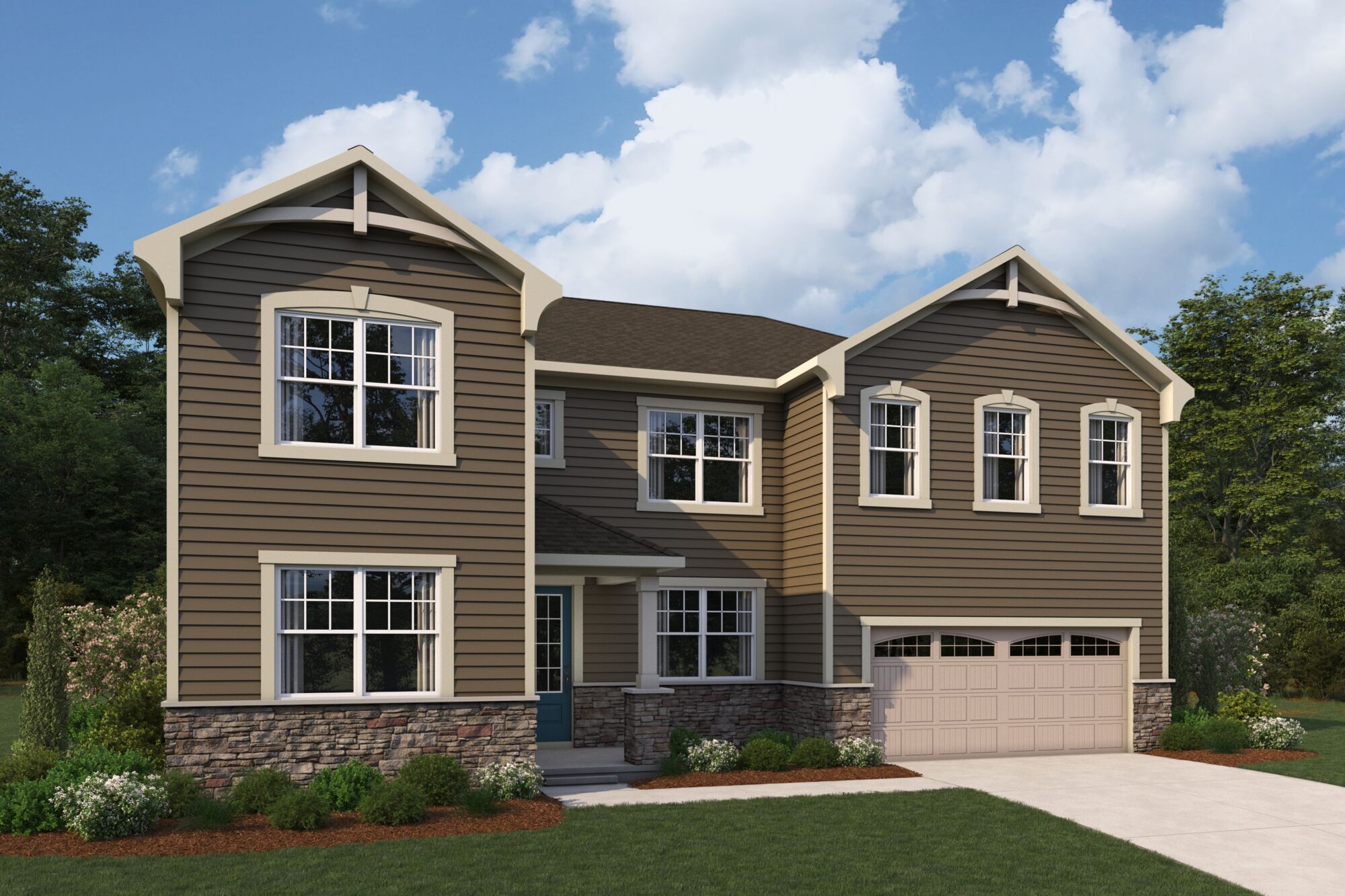 Lassen French country elevation exterior rendering