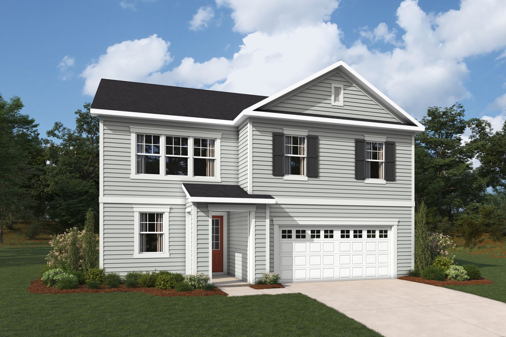  Elevation Front with window, garage and door