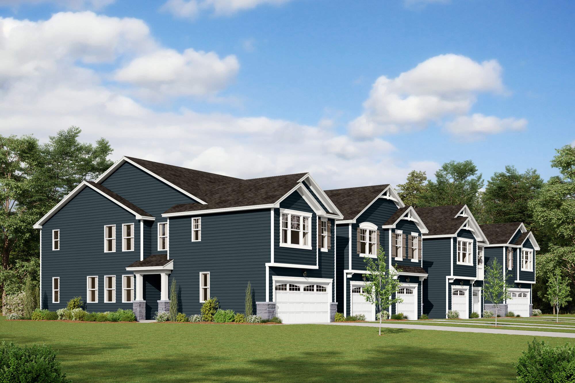  Town Homes with garage, window and exterior clapboard