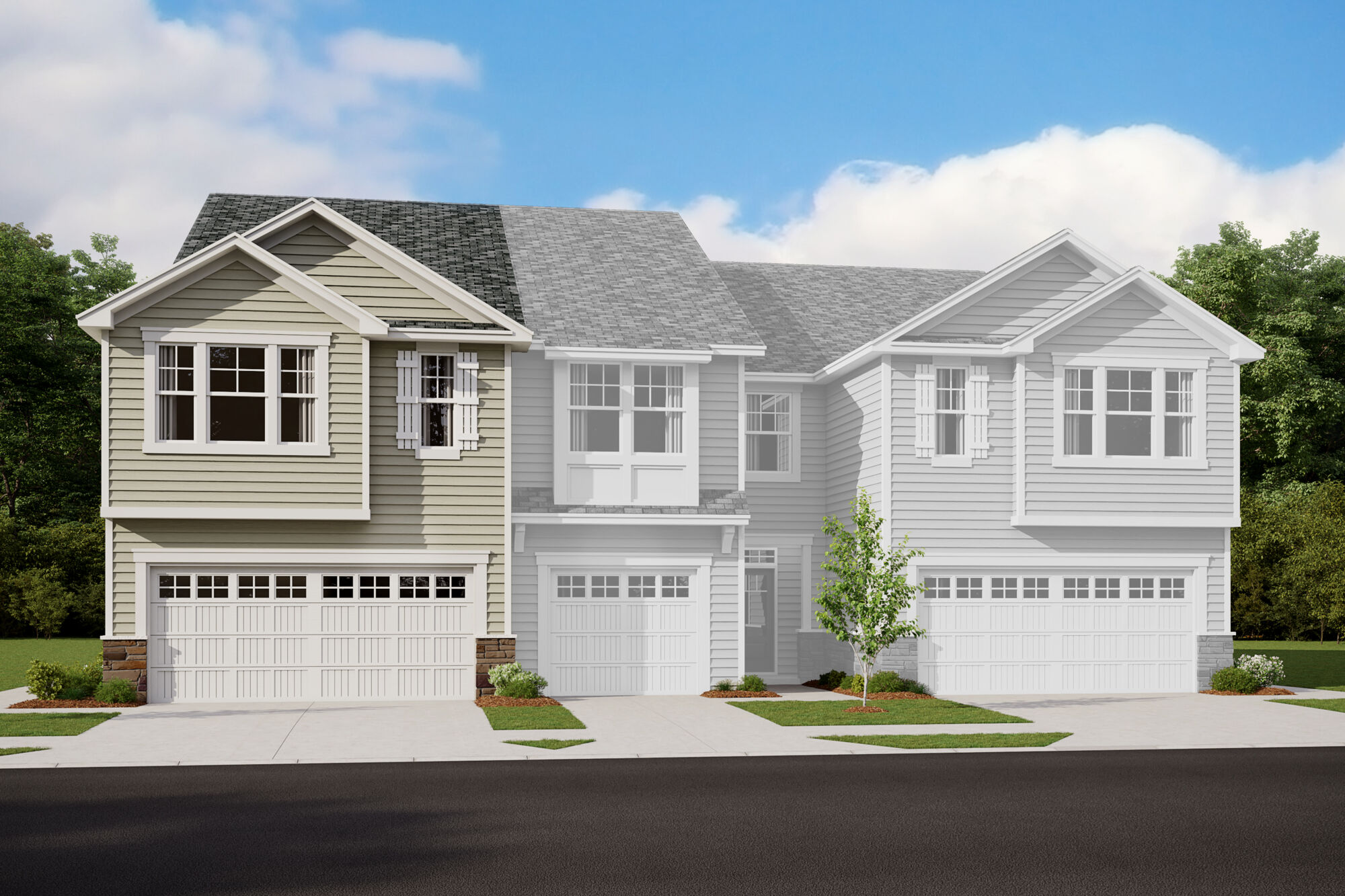  Town Homes with window and garage
