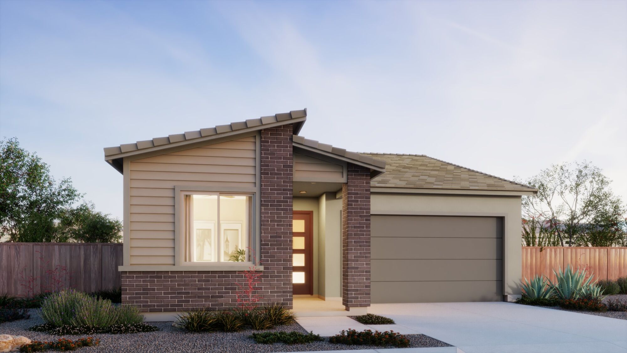  Elevation Front with window, garage, door, exterior clapboard and exterior brick