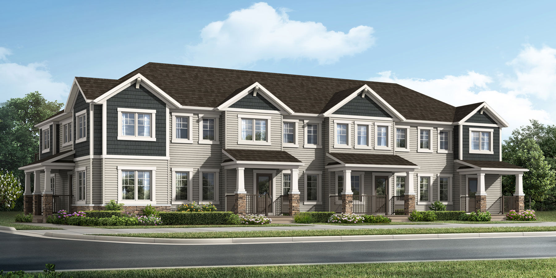 Exterior rendering shot of the Hampton End Townhome