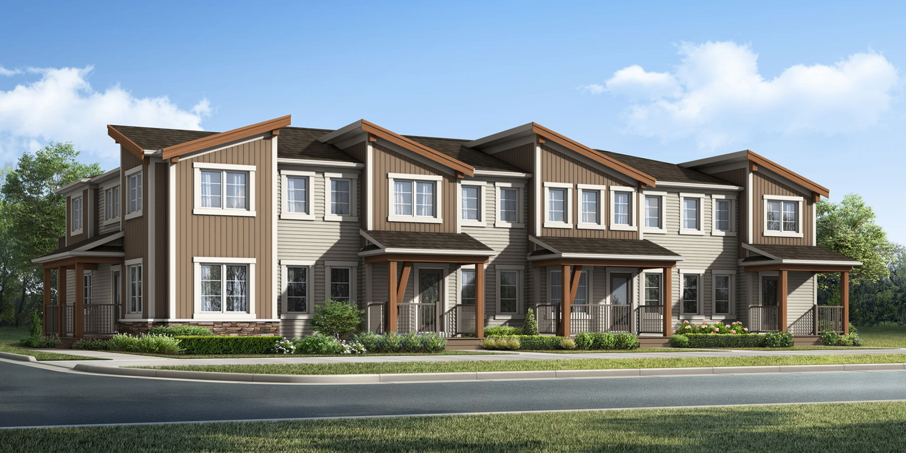 Exterior rendering shot of the Hampton End Townhome