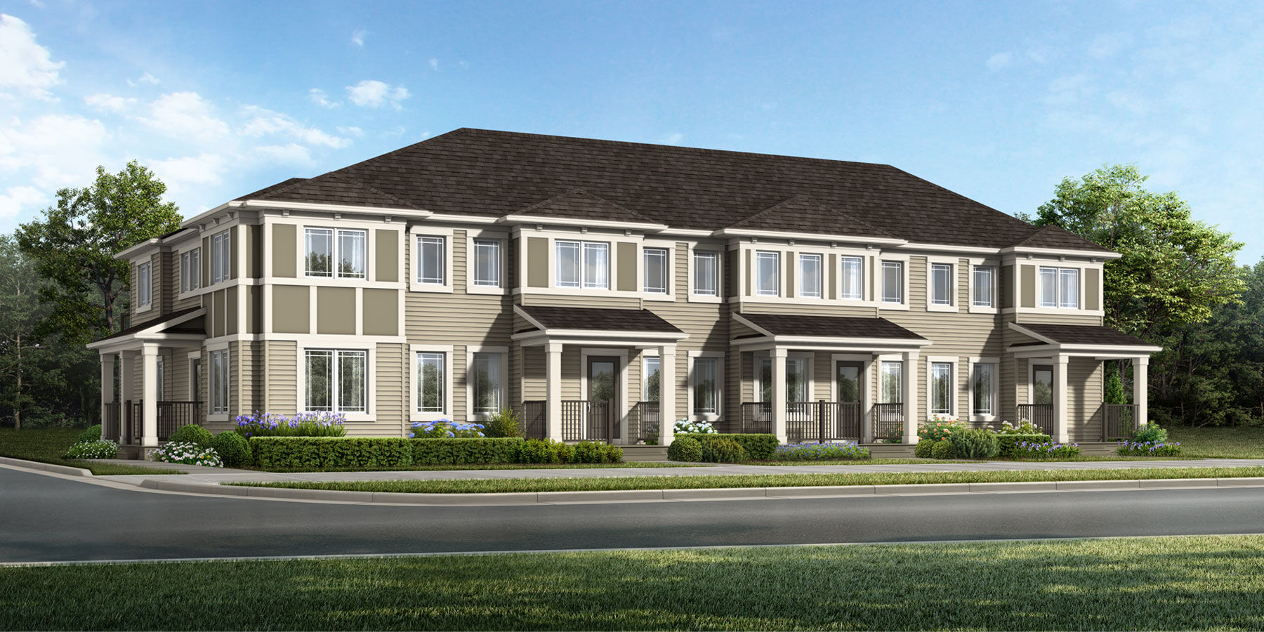 Exterior rendering shot of the Hampton End Townhome