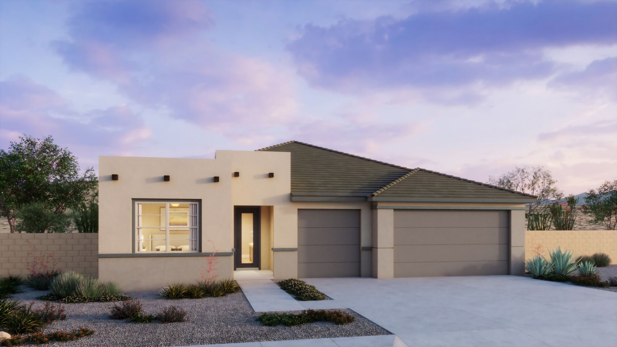  Elevation Front with garage, window and door