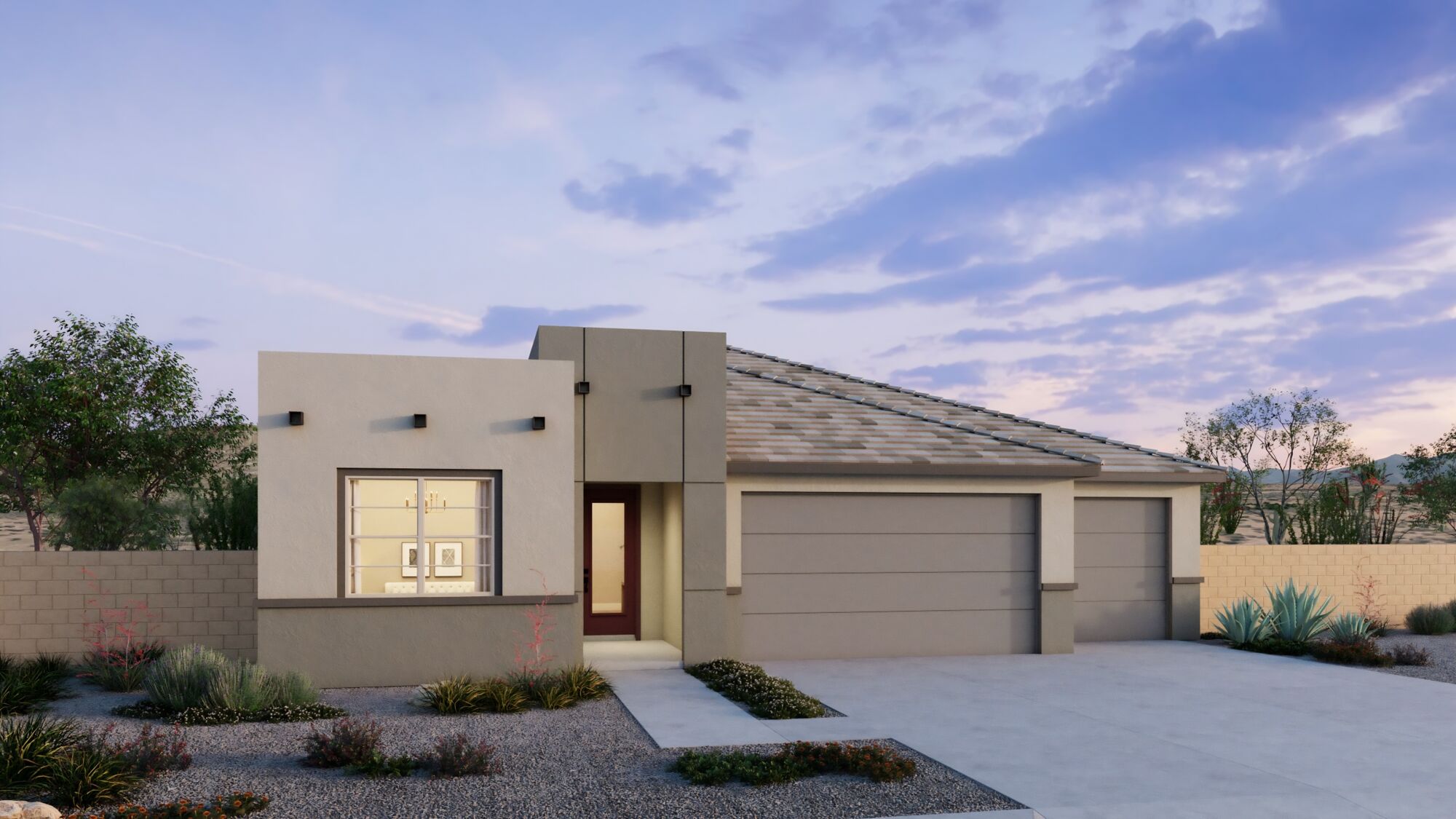  Elevation Front with garage, window and door