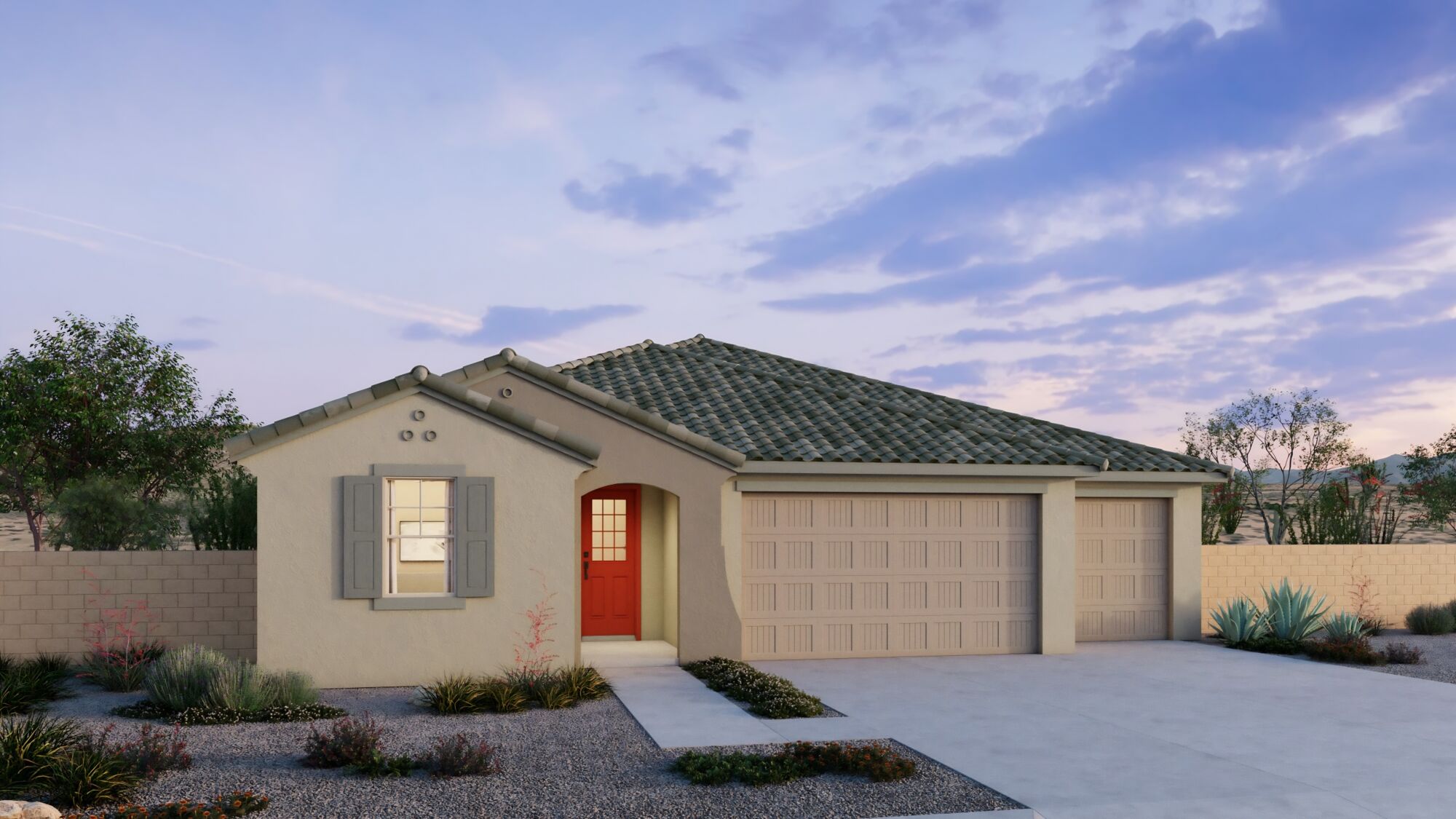  Elevation Front with window, garage and door