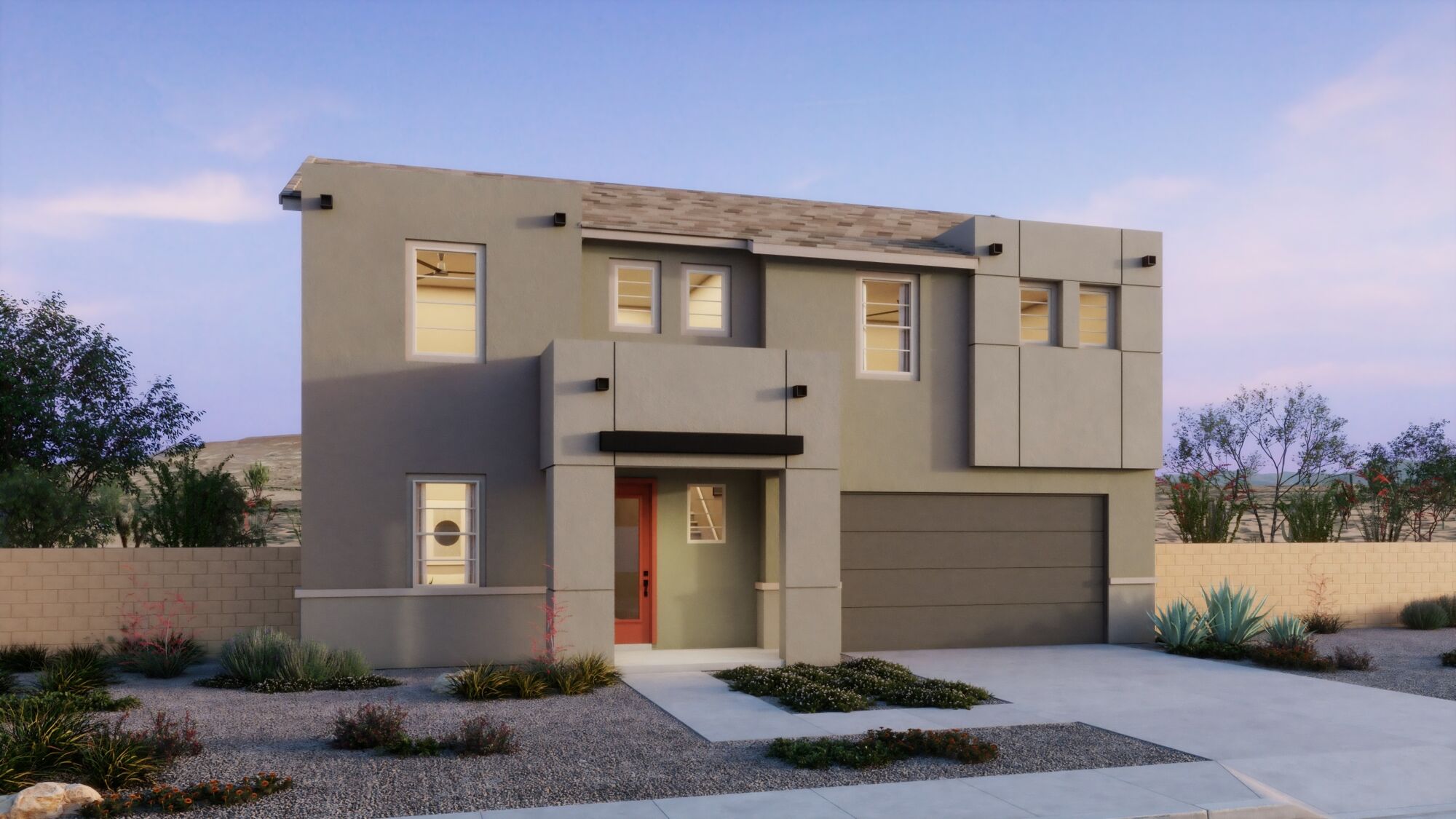  Elevation Front with garage, window and door