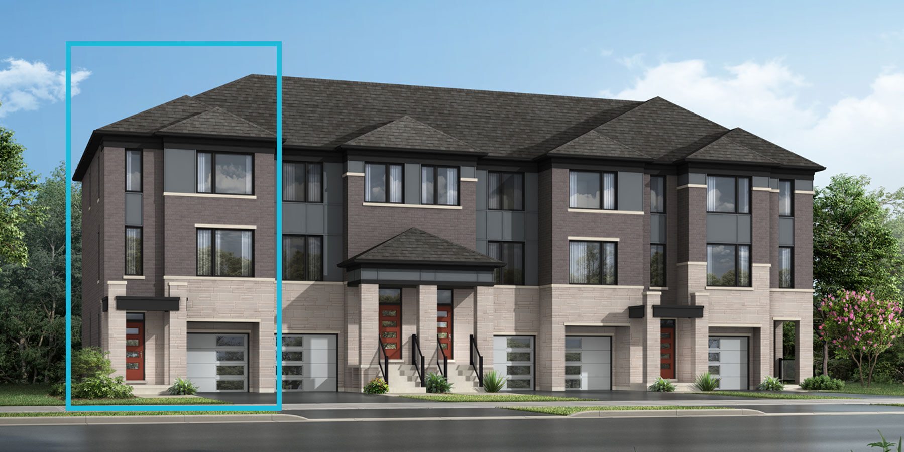  Town Homes with garage, window and door