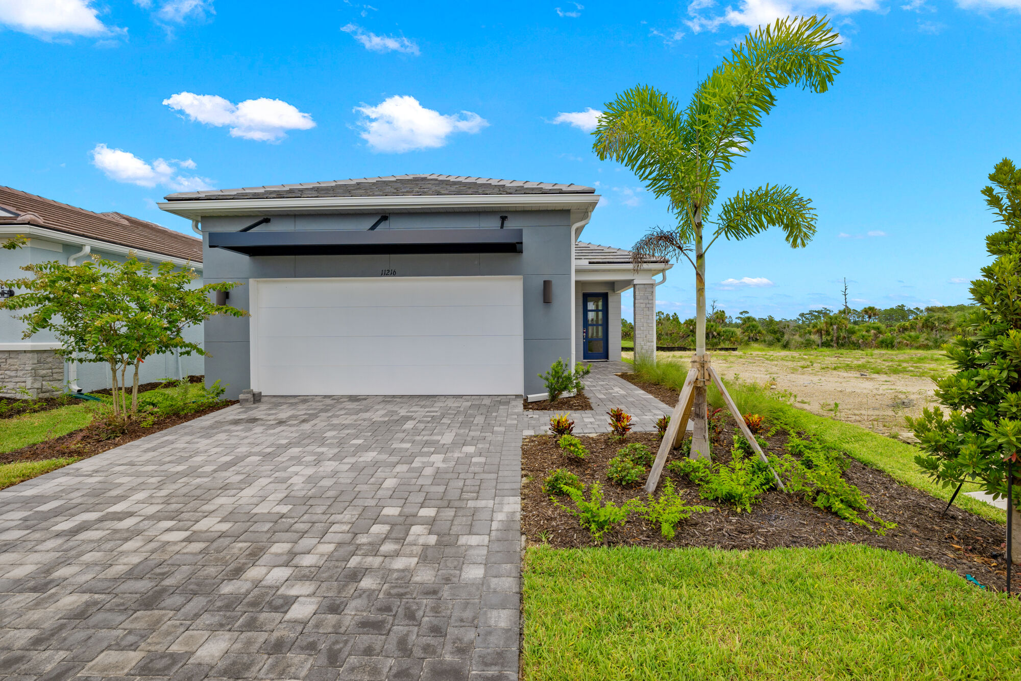 2 bedrooms, 2 bath, study, 2 car extended garage, open concept plan with oversized sliders from great room to covered lanai. Split bedroom plan, laundry room, oversized owner's shower, walk-in closet and dual sink raised vanity. 