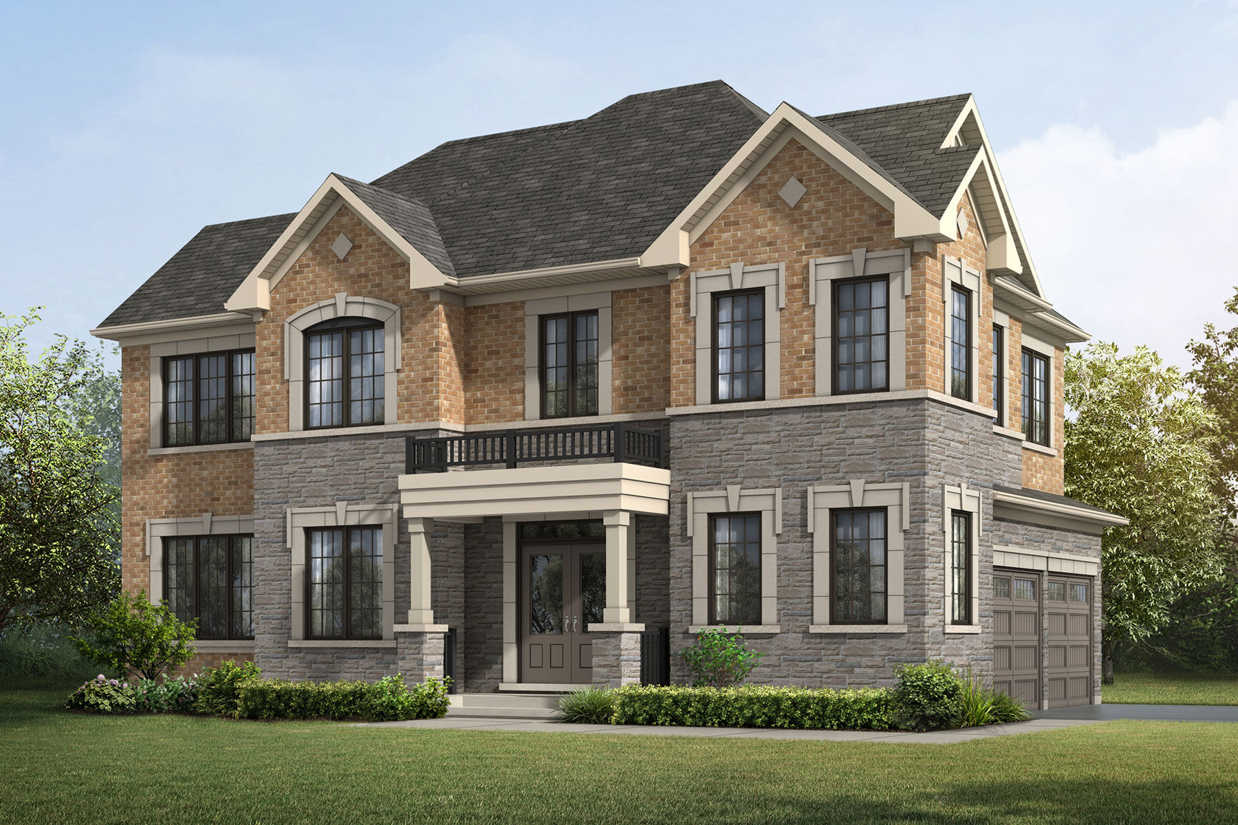 rendering, exterior, english manor, amethyst corner