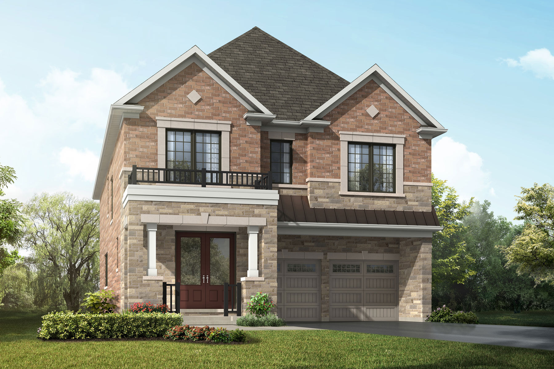 exterior rendering, violet, springwater phase 3, english manor