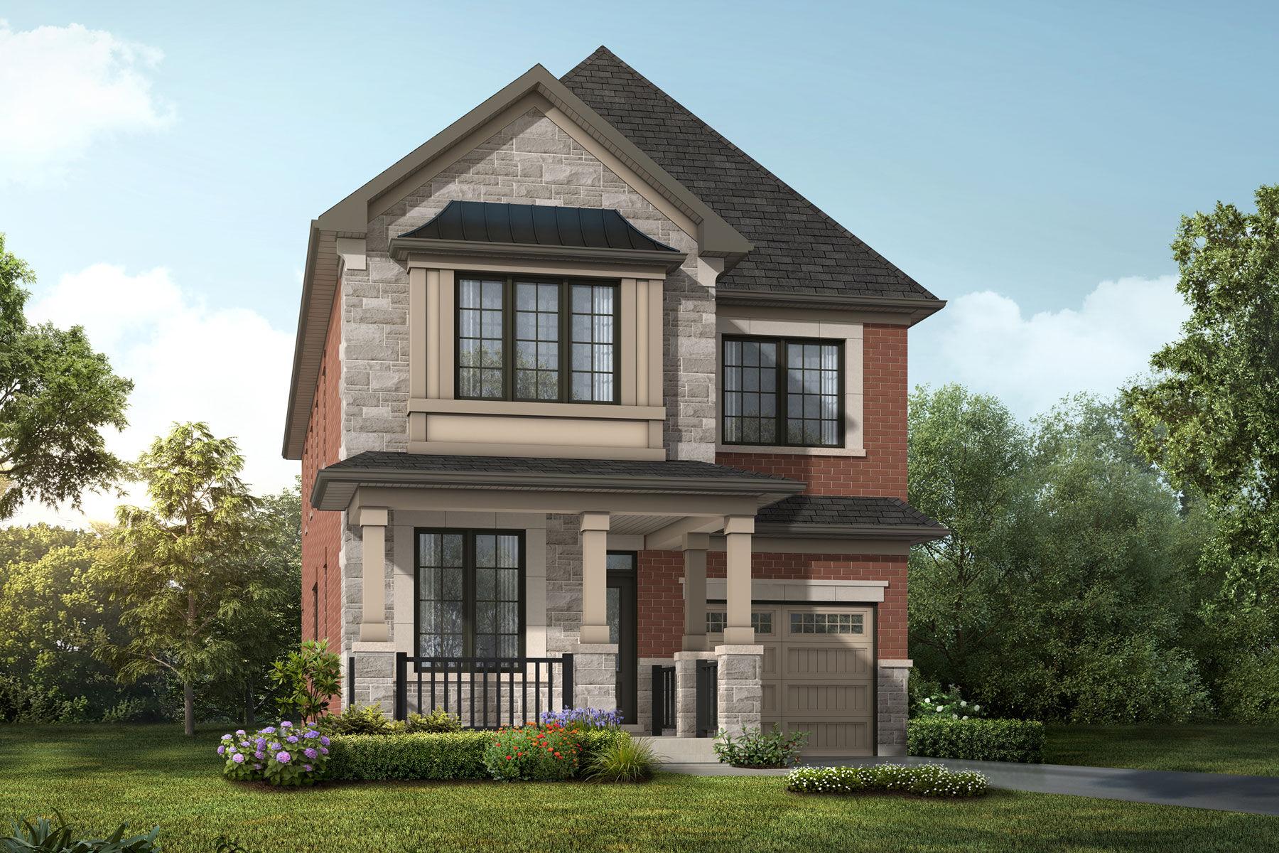 exterior rendering, sky, springwater phase 3, english manor