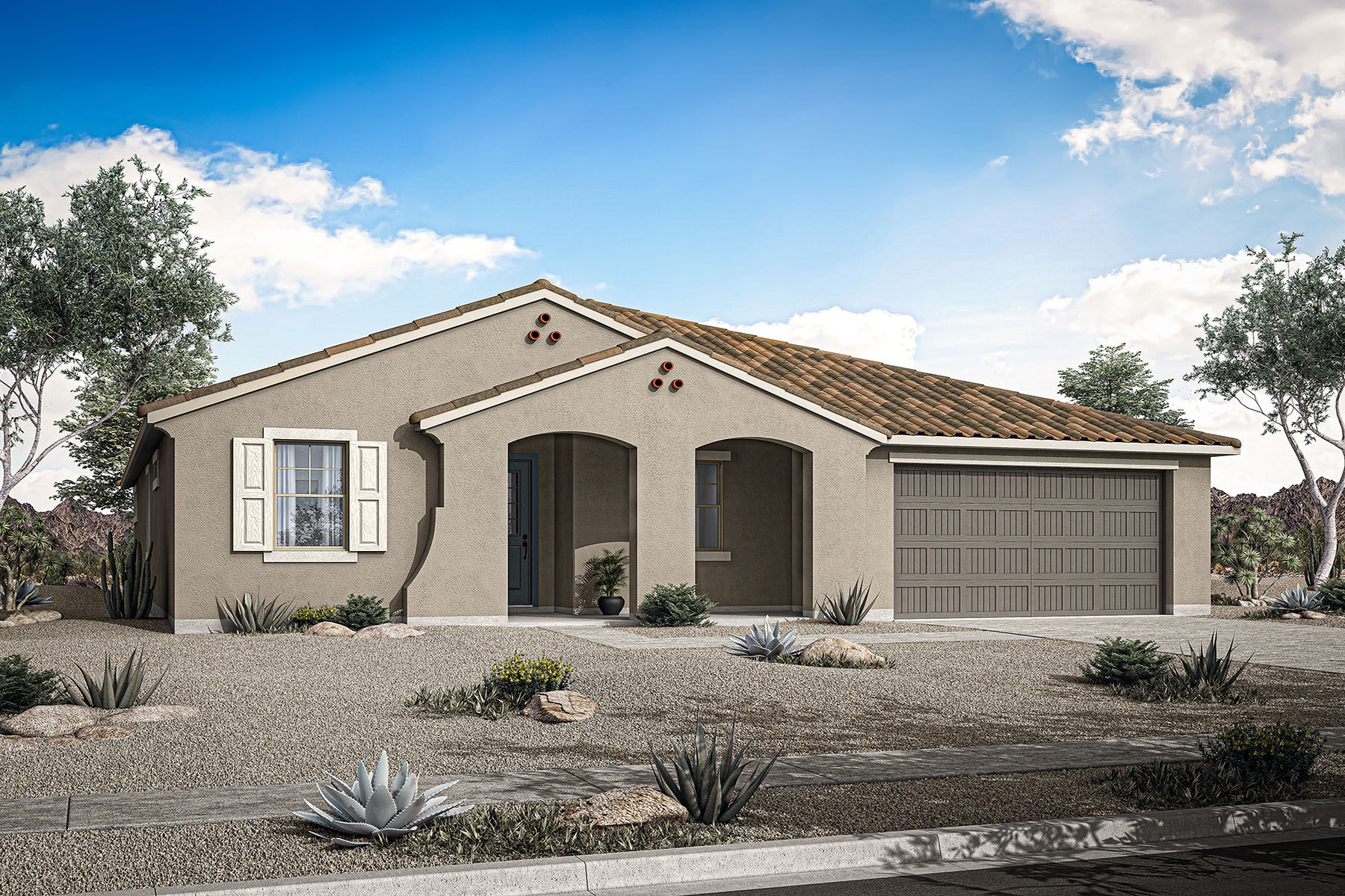  Elevation Front with window, garage and door