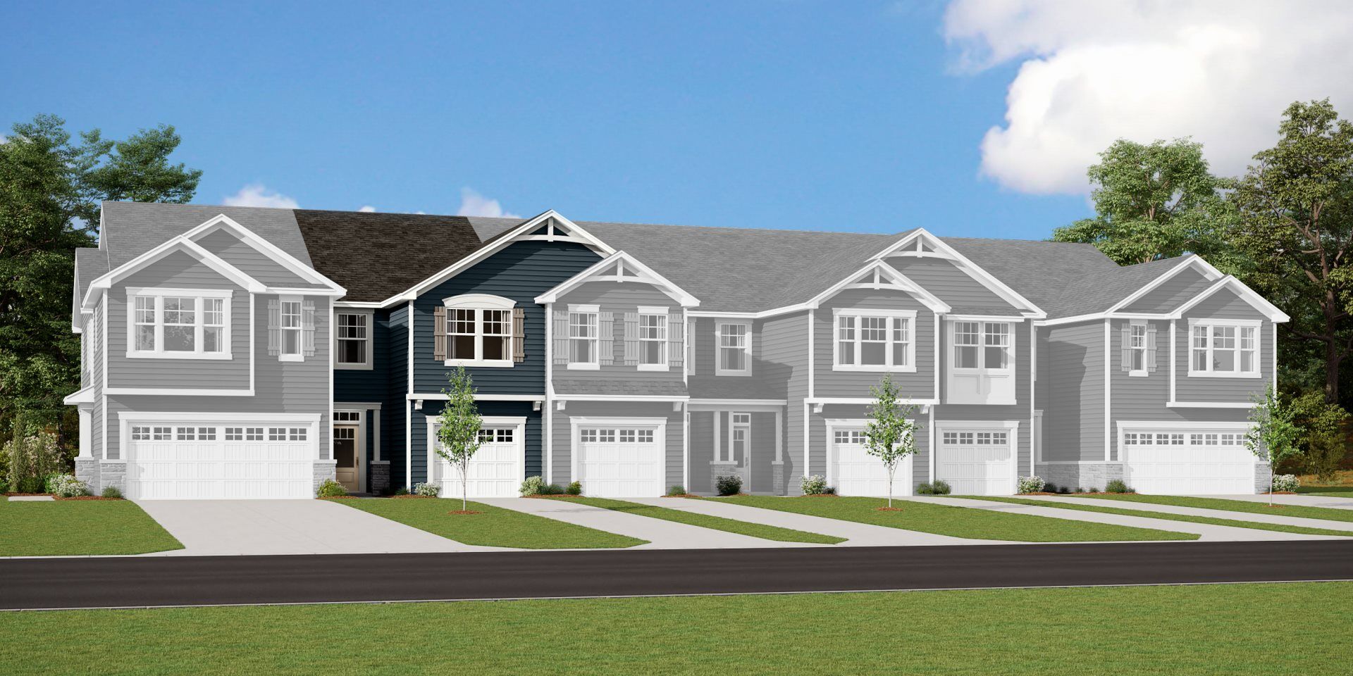  Town Homes with garage, window and exterior clapboard